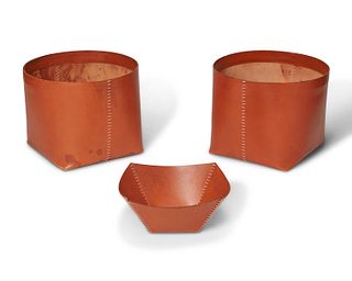 Three Arte & Cuoio leather baskets