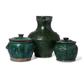 Three Chinese ceramic vessels
