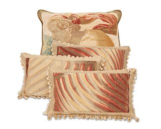 Five Aubusson textile pillows