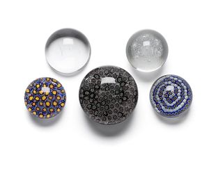 A group of art glass paperweights