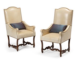 Two contemporary leather armchairs