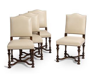 A set of leather side chairs