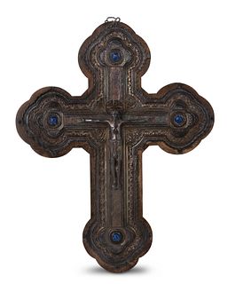 A Continental silvered crucifix