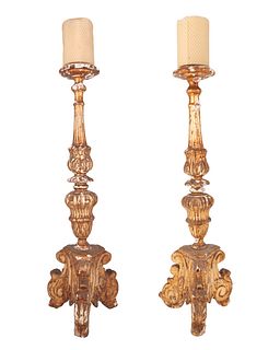 A pair of Italian pricket candlesticks