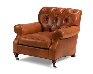 A tufted leather club armchair