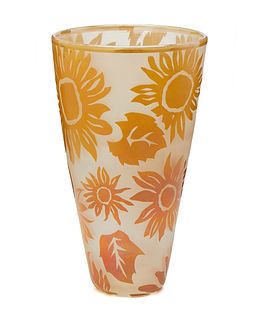 A Correia art glass sunflower vase