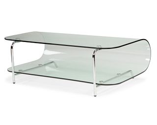 A contemporary Italian bent glass cocktail table
