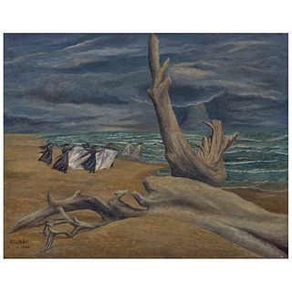 FANNY RABEL, Las monjas y el mar, Firmado y fechado VI 1945, Óleo sobre tela, 55 x 71 cm