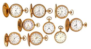 Lot of nine American pocket watches