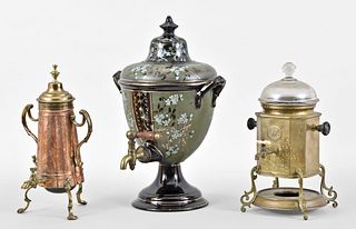 A lot of three beverage urns