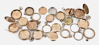 A lot of gold filled pocket watch cases and case parts
