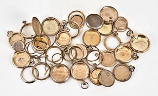 A lot of gold filled pocket watch cases, backs and bezels