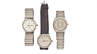 A lot of three Omega Seamaster and Constellation quartz wrist watches