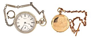 A lot of two Waltham pocket watches with chains