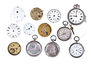 A lot of English and Continental pocket watches, cases, and movements