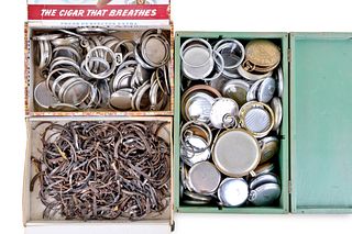 A large lot of incomplete pocket watch cases and case springs