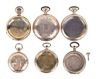 A lot of six gold filled pocket watch cases for American watches