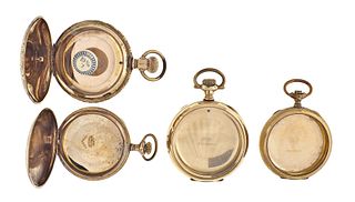 A lot of four gold filled pocket watch cases for American watches