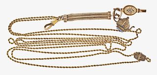 A 19th century gold watch chain