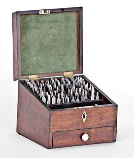 A set of ornamental turners fly cutters in their original mahogany box