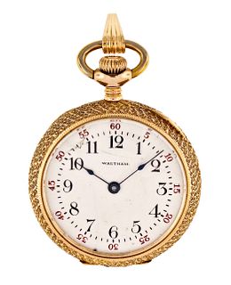 An early 20th century gold Waltham pendant watch