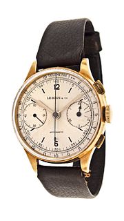 An 18 karat gold Lebois & Co. wrist chronograph