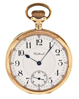 A 14 karat gold 16 size Waltham Riverside Maximus pocket watch