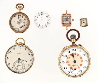 A lot of four 14 karat gold wrist and pocket watches