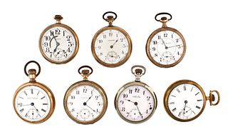 A lot of seven American pocket watches