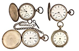 A lot of eight American key wind pocket watches