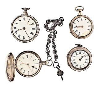 A lot of four English verge fusee pocket watches