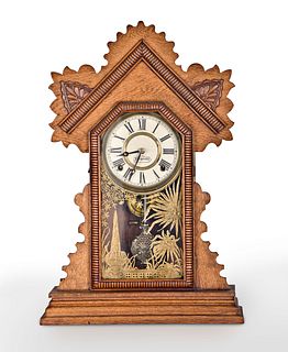 E. Ingraham & Co. Juno oak mantel clock