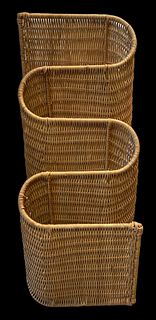 French Mid Century Abstract Wicker Wall Sculpture 
