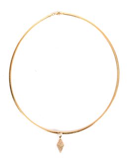 An 18k Gold Omega Chain with 14k Pendant