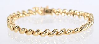 A Gold Diamond Cut San Marco Bracelet