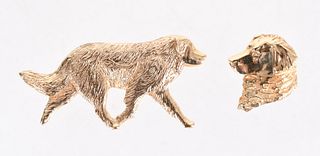Two 14k Gold Dog Pins/Pendants