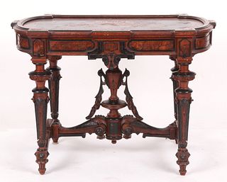 Renaissance Revival Marquetry Inlaid Center Table