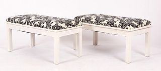 A Pair Of White Painted Benches