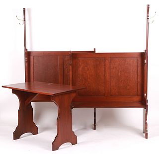 A stained pine restaurant booth, 20th century