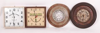 Four vintage wall clocks, first half 20th century