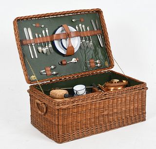 An English wicker picnic set by G. W. Scott & Sons