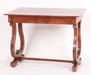 A Biedermeier inlaid figured walnut side table