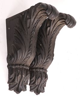 Pair of acanthus form cast iron wall brackets