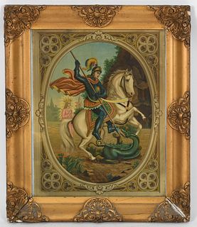 A 19th Century Print, St. George and The Dragon