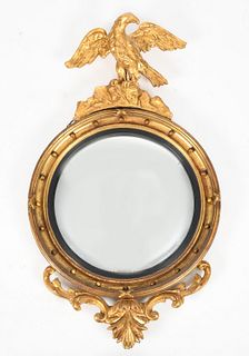 Federal style giltwood and composition convex mirror