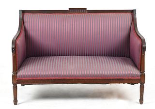 A Federal carved mahogany settee
