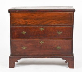 A Chippendale stained pine mule chest, 18th century