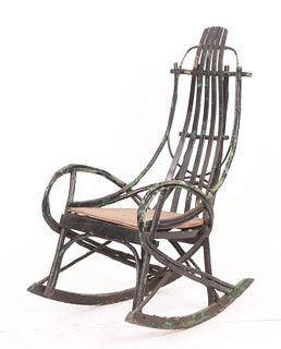 Adirondack style painted twig bentwood rocking chair