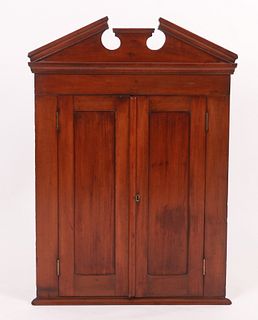 Federal style stained maple hanging corner cupboard