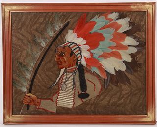 Needlework Picture, Native American Chief